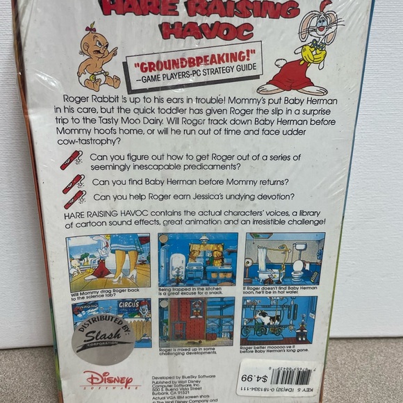 SEALED Roger Rabbit in Hare Raising Havoc Disney Software 1991 Big Box IBM PC - Picture 5 of 8